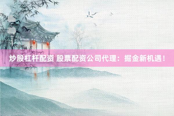 炒股杠杆配资 股票配资公司代理：掘金新机遇！