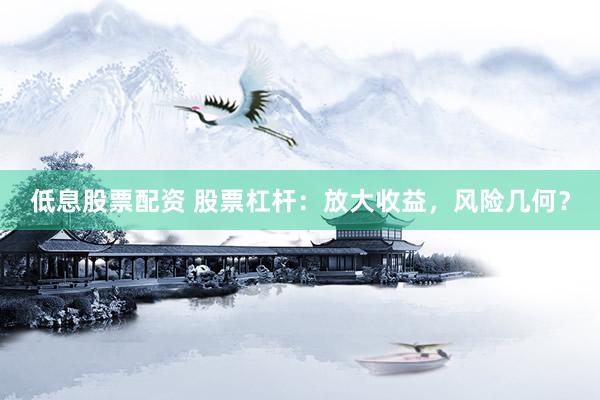 低息股票配资 股票杠杆：放大收益，风险几何？