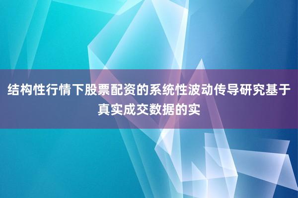 结构性行情下股票配资的系统性波动传导研究基于真实成交数据的实