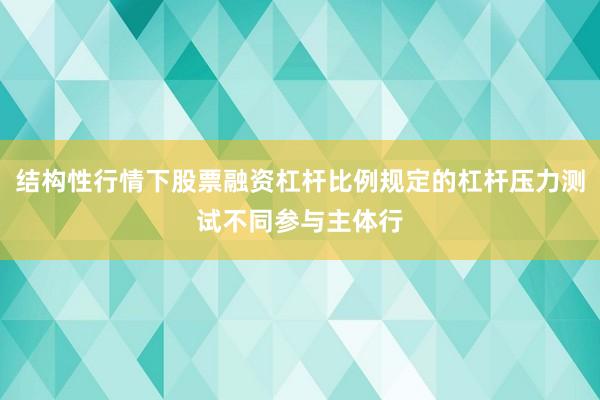 结构性行情下股票融资杠杆比例规定的杠杆压力测试不同参与主体行