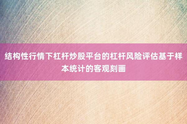 结构性行情下杠杆炒股平台的杠杆风险评估基于样本统计的客观刻画