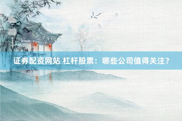 证券配资网站 杠杆股票：哪些公司值得关注？